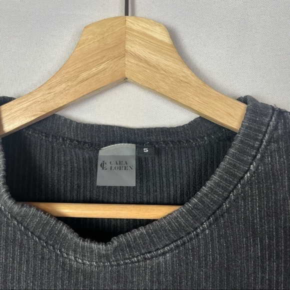 Cara Loren Active Faded Black Ribbed Crop Athletic Tank Top M - Picture 3 of 4